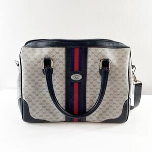 Gucci Ophidia Vintage Canvas Micro GG Monogram Messenger Bag Satchel Gray Black